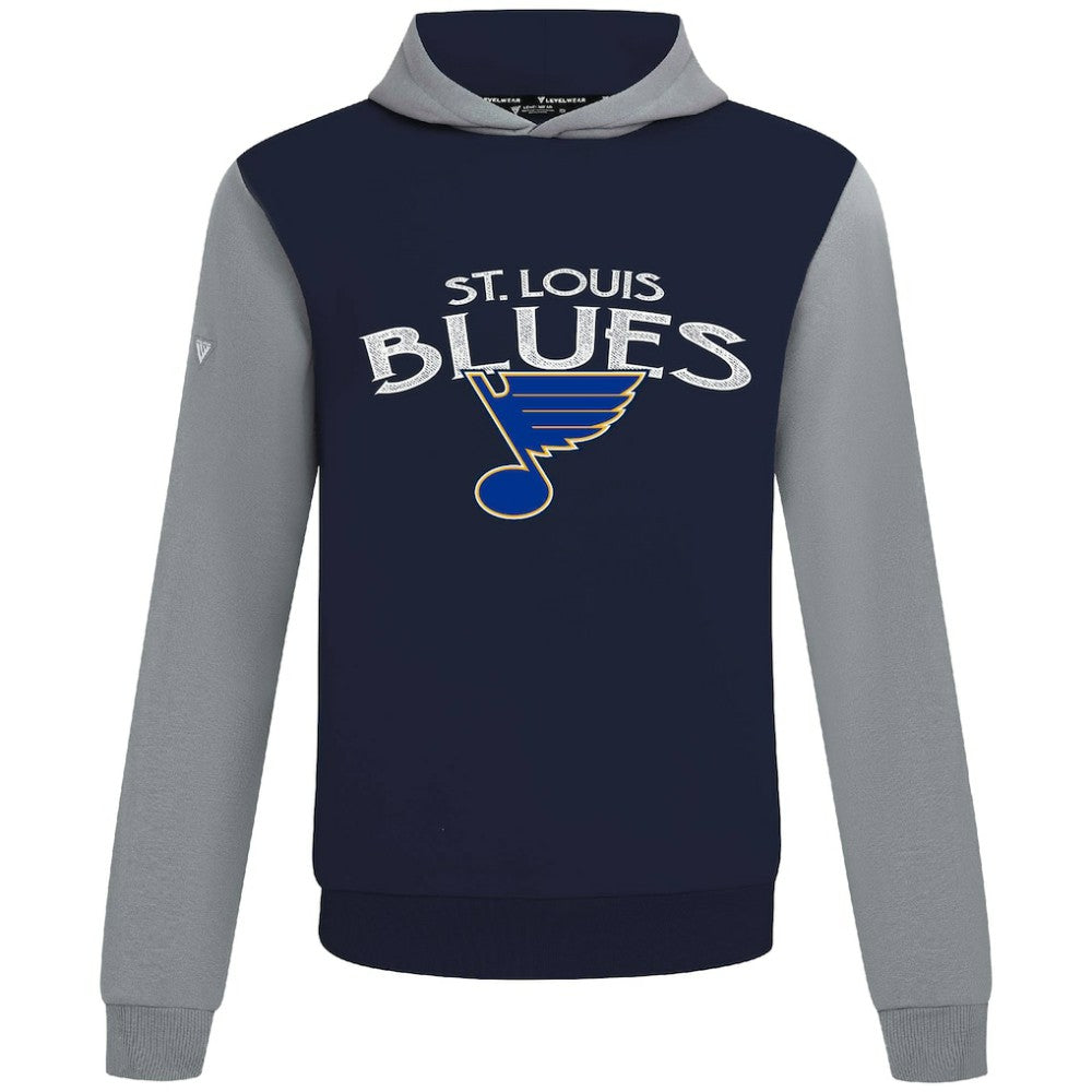 St. Louis Blues Levelwear Ultimate Mission Pullover Hoodie - Navy/Gray Hoodies