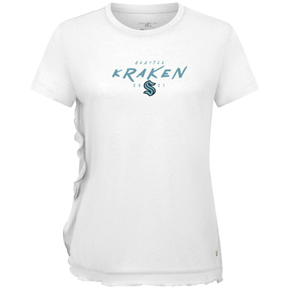 Seattle Kraken Levelwear Women's Airflow Scratched T-Shirt - White T-shirts