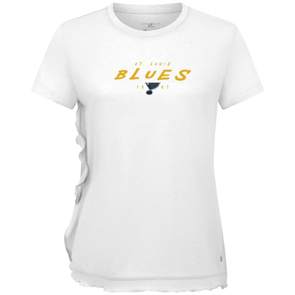St. Louis Blues Levelwear Women's Airflow Scratched T-Shirt - White T-shirts