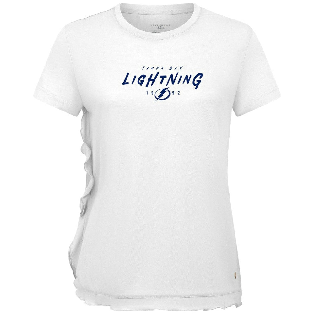 Tampa Bay Lightning Levelwear Women's Airflow Scratched T-Shirt - White T-shirts