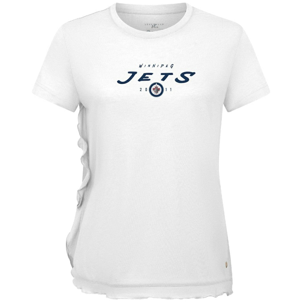 Winnipeg Jets Levelwear Women's Airflow Scratched T-Shirt - White T-shirts