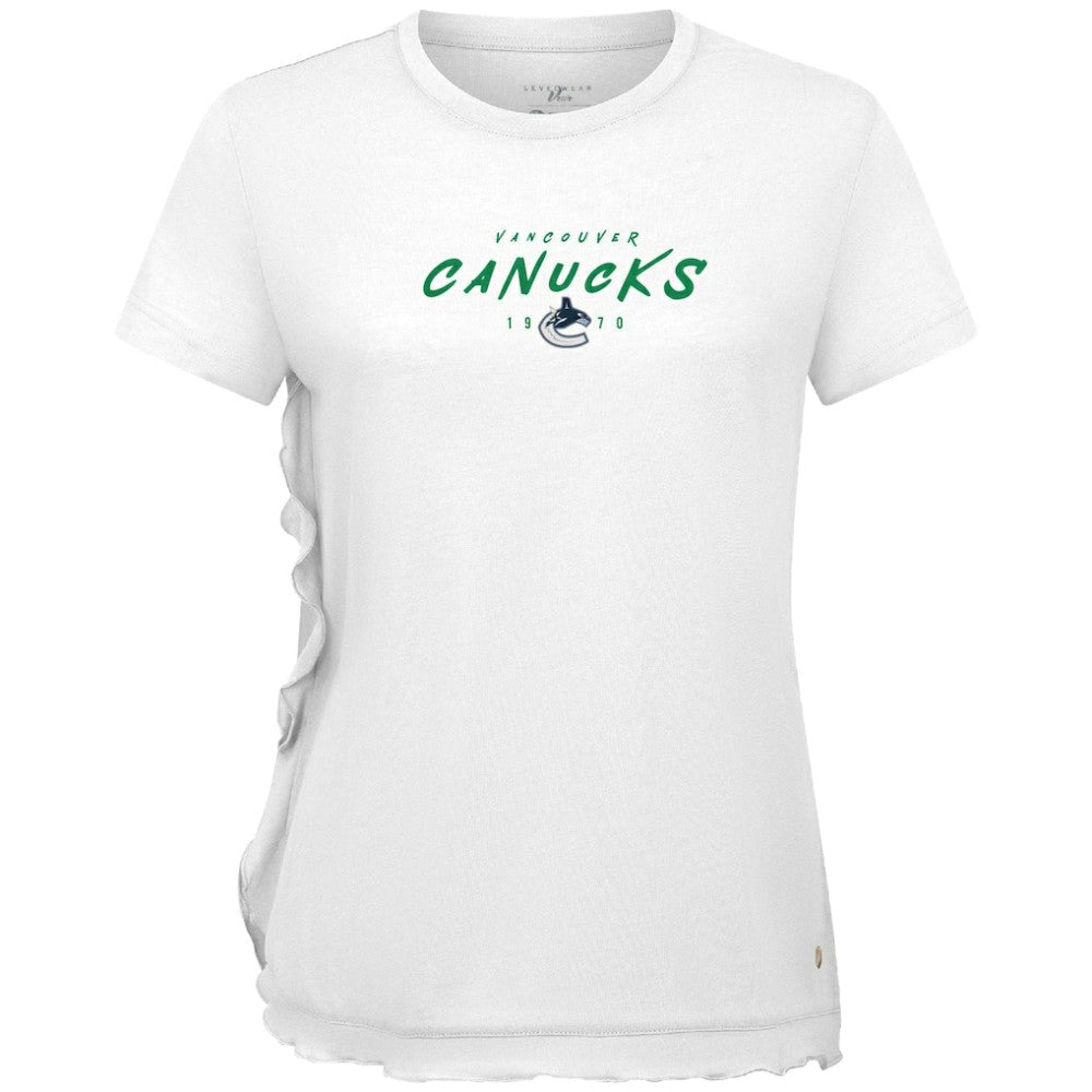 Vancouver Canucks Levelwear Women's Airflow Scratched T-Shirt - White T-shirts