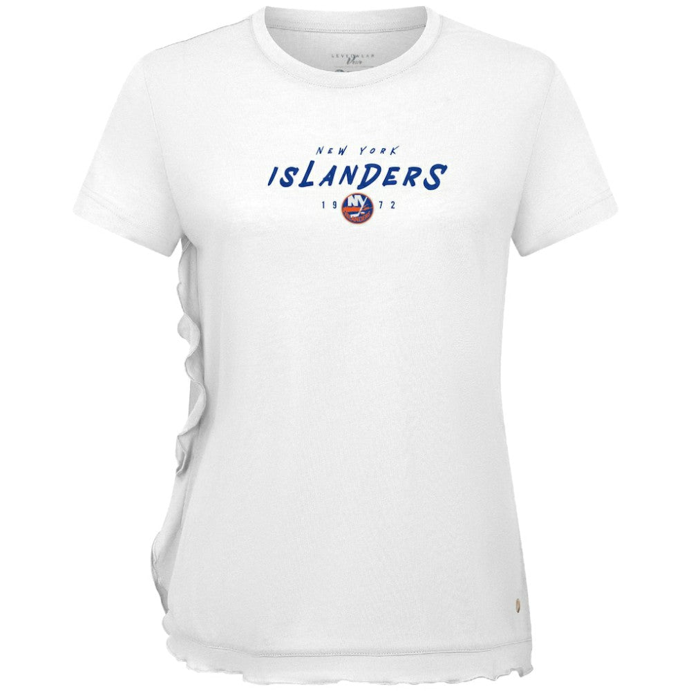 New York Islanders Levelwear Women's Airflow Scratched T-Shirt - White T-shirts