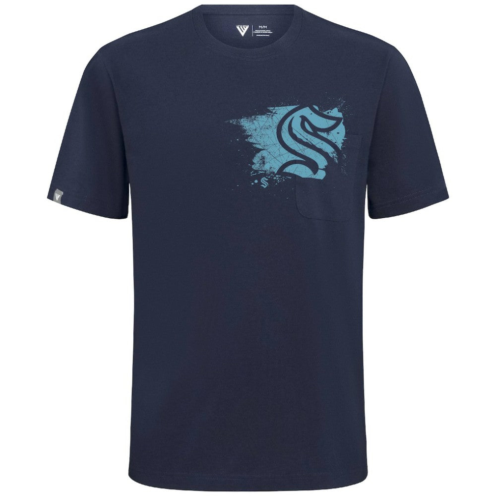Seattle Kraken Levelwear Focal Blasted T-Shirt - Deep Sea Blue T-shirts