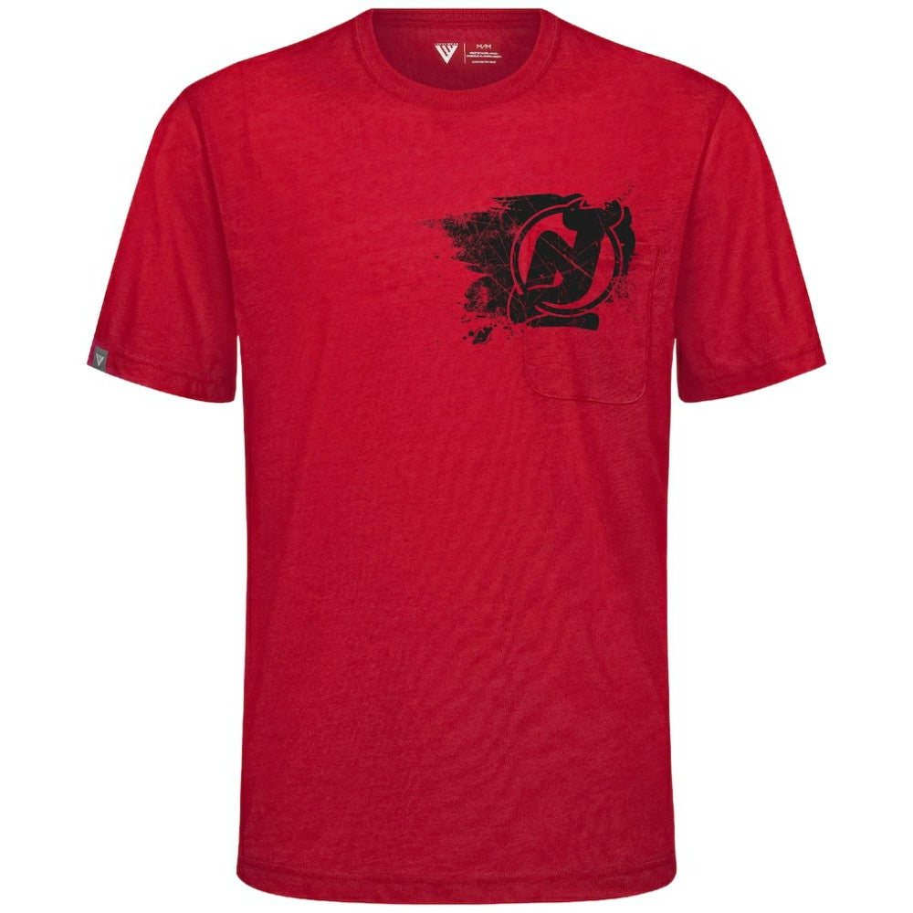 New Jersey Devils Levelwear Focal Blasted T-Shirt - Red T-shirts