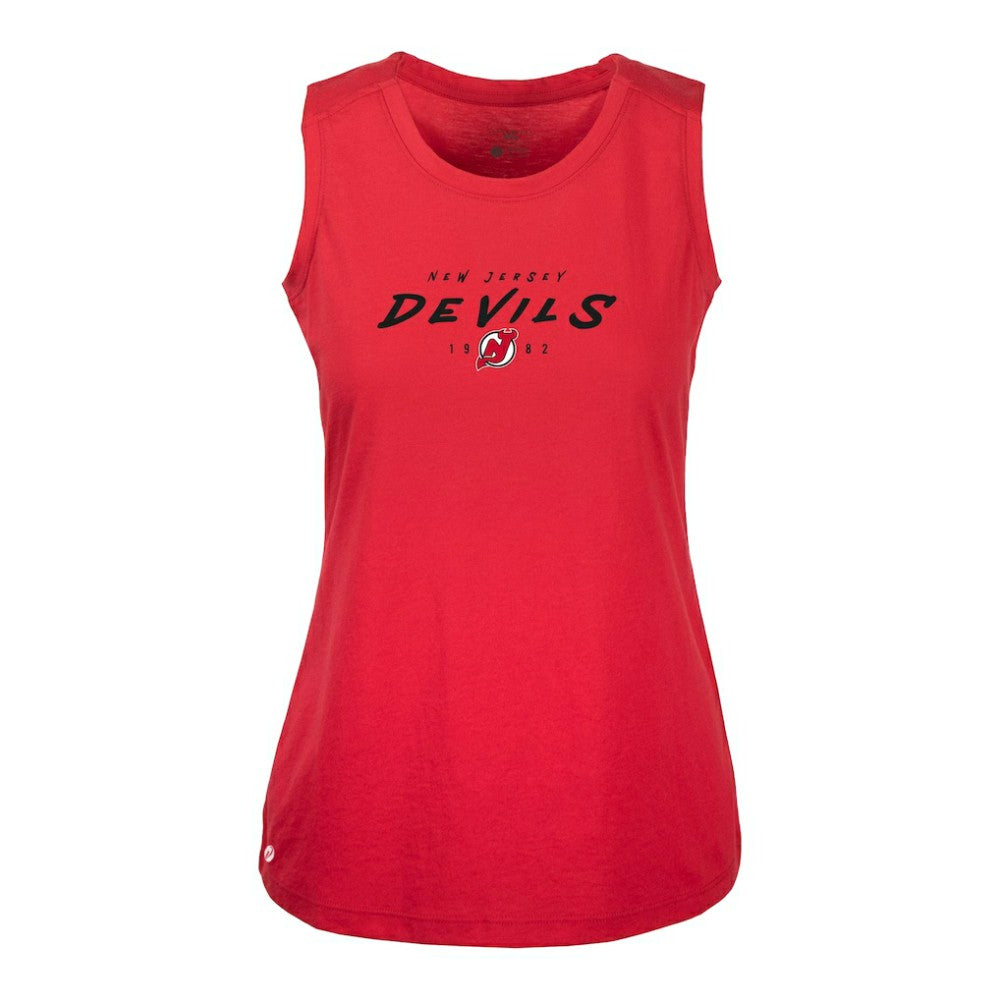 New Jersey Devils Levelwear Women's Macy Scratched Tank Top - Red Jerseys