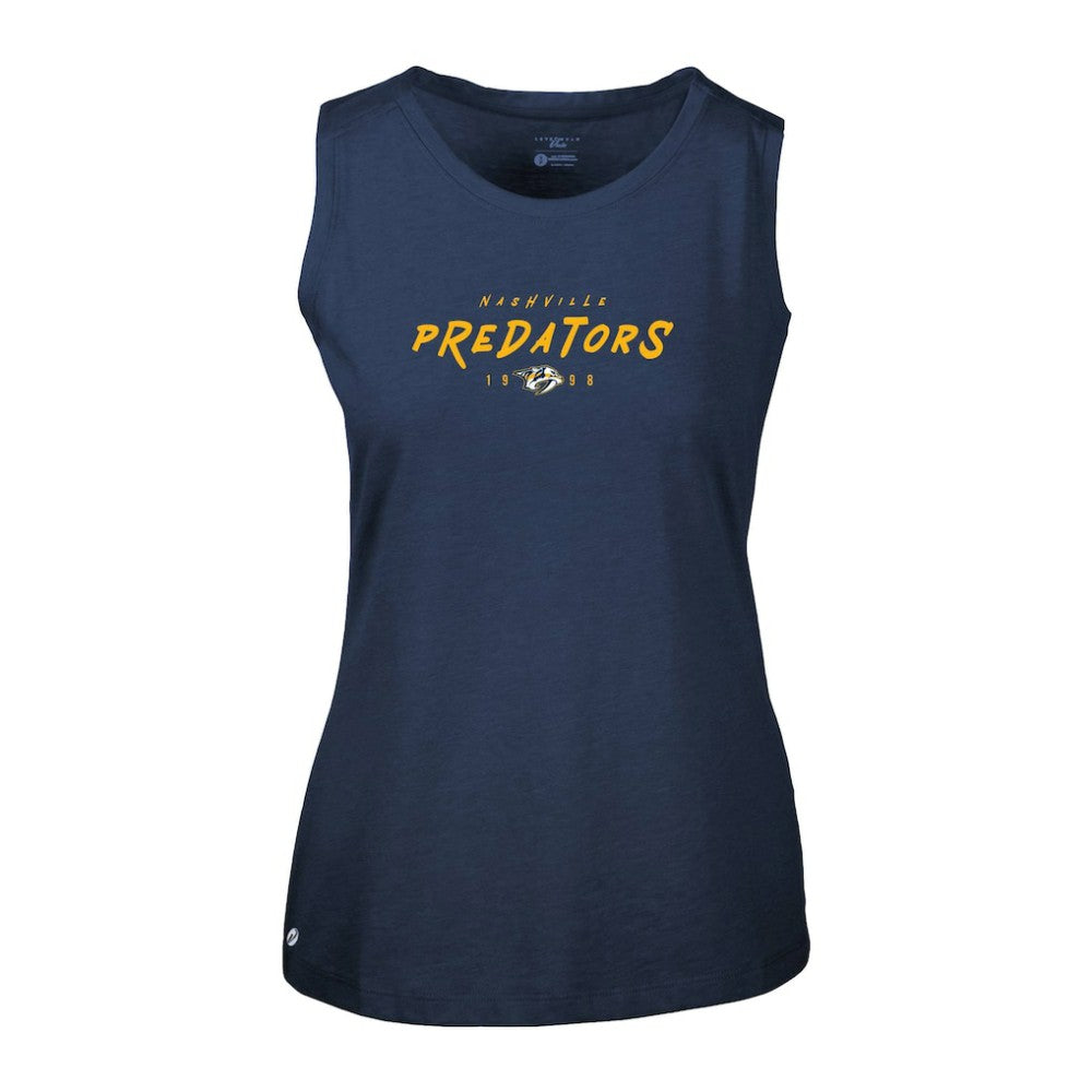 Nashville Predators Levelwear Women's Macy Scratched Tank Top - Navy Tank Top