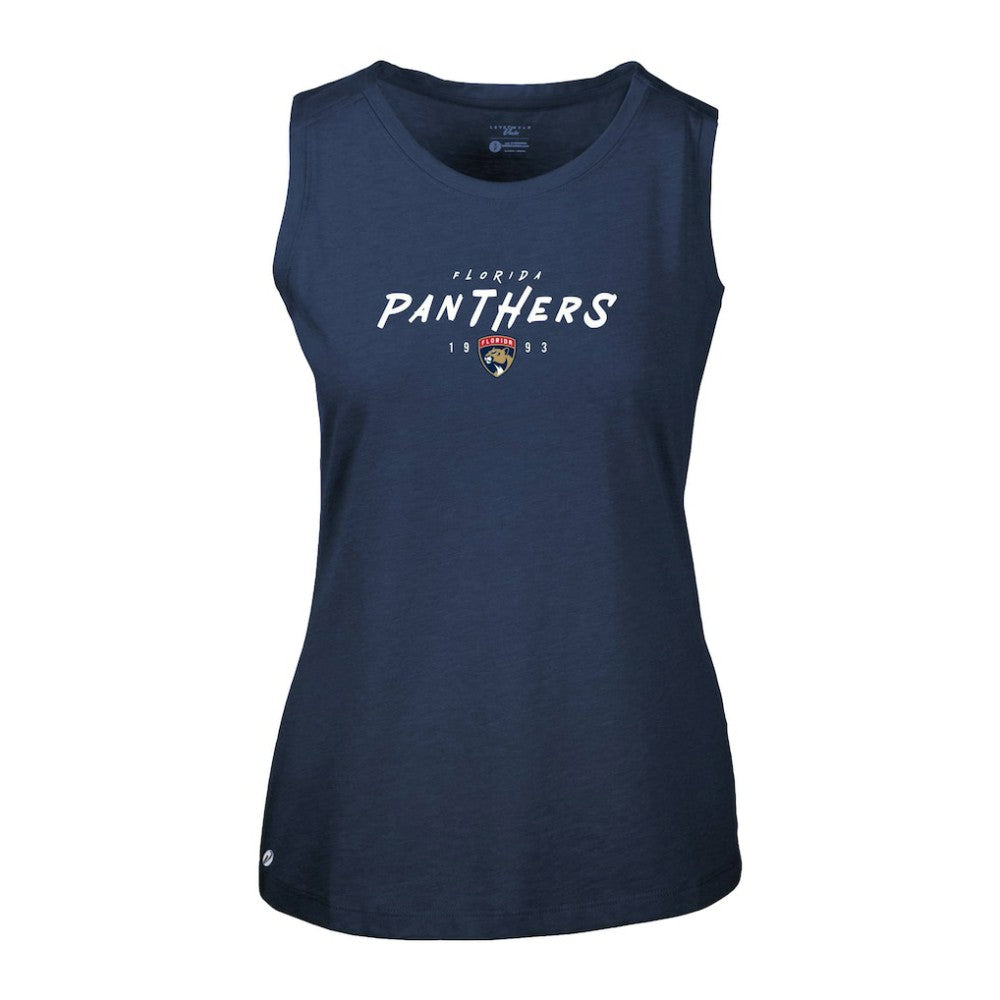 Florida Panthers Levelwear Women's Macy Scratched Tank Top - Navy Tank Top