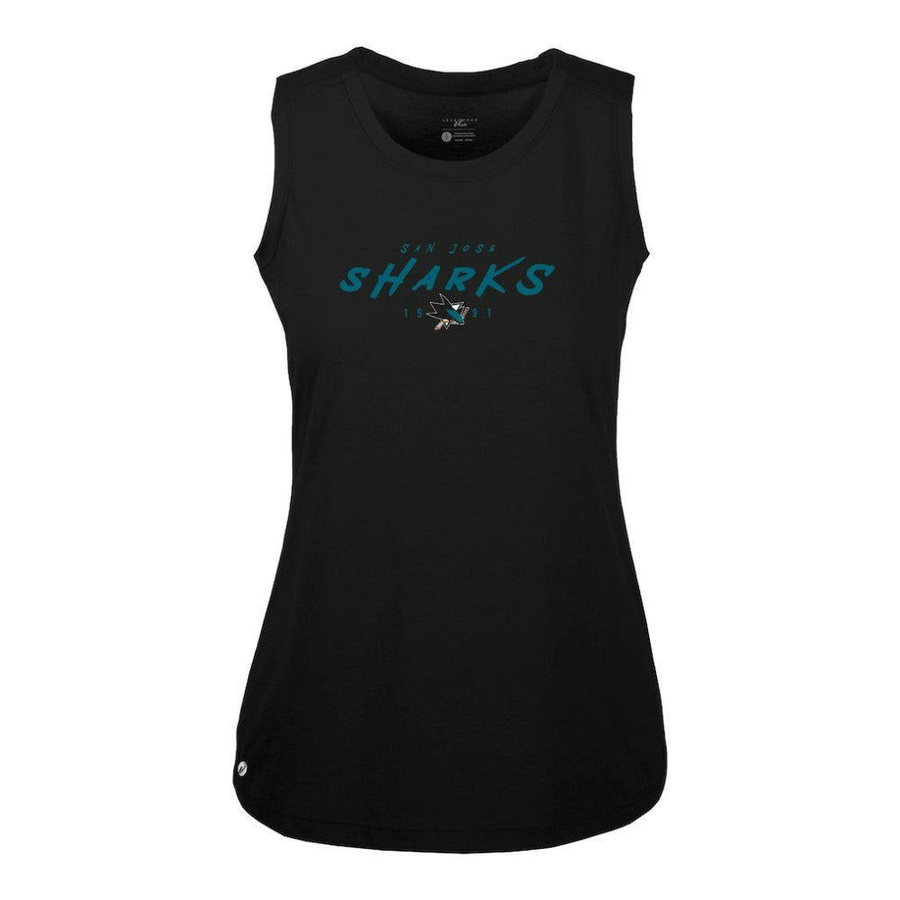 San Jose Sharks Levelwear Women's Macy Scratched Tank Top - Black Tank Top