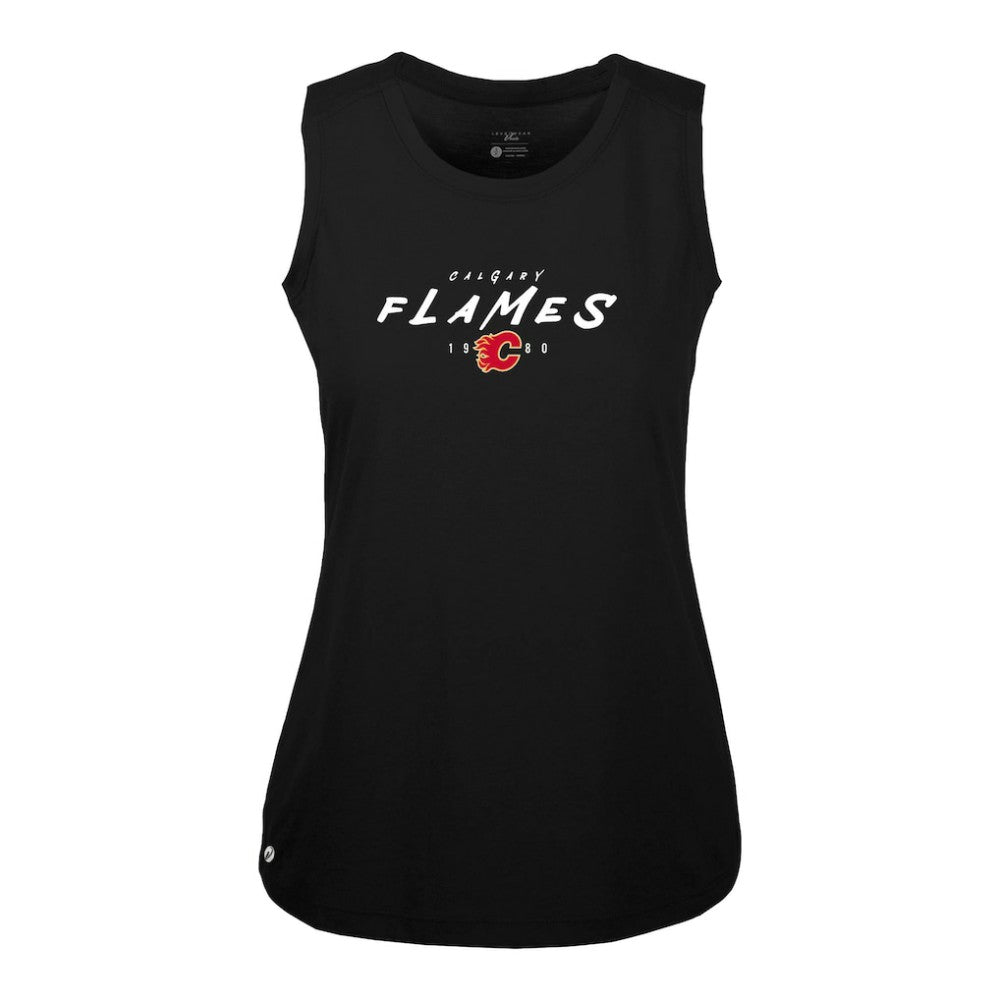 Calgary Flames Levelwear Women's Macy Scratched Tank Top - Black Tank Top