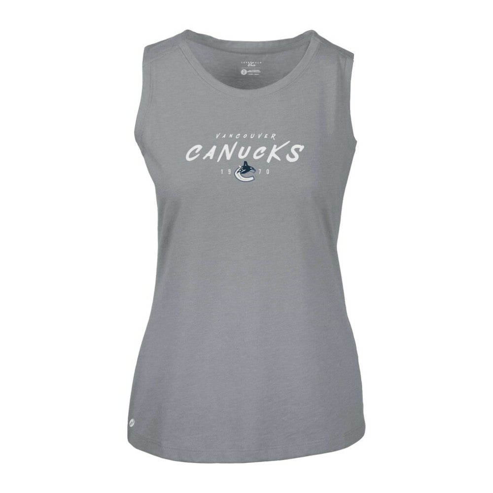 Vancouver Canucks Levelwear Women's Macy Scratched Tank Top - Gray Tank Top
