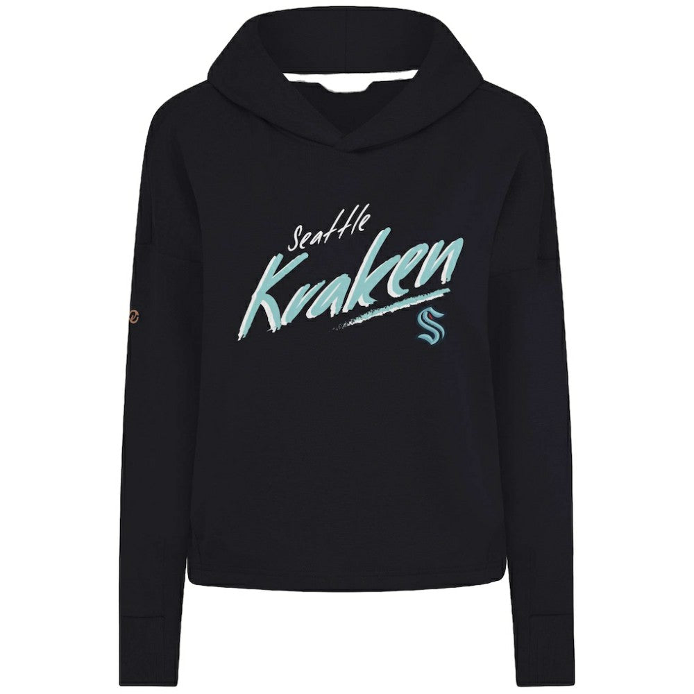 Seattle Kraken Levelwear Women's Sweet Sizzle Tri-Blend Cropped Pullover Hoodie - Black Hoodies