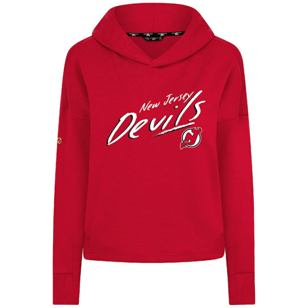 New Jersey Devils Levelwear Women's Sweet Sizzle Tri-Blend Cropped Pullover Hoodie - Red Jerseys