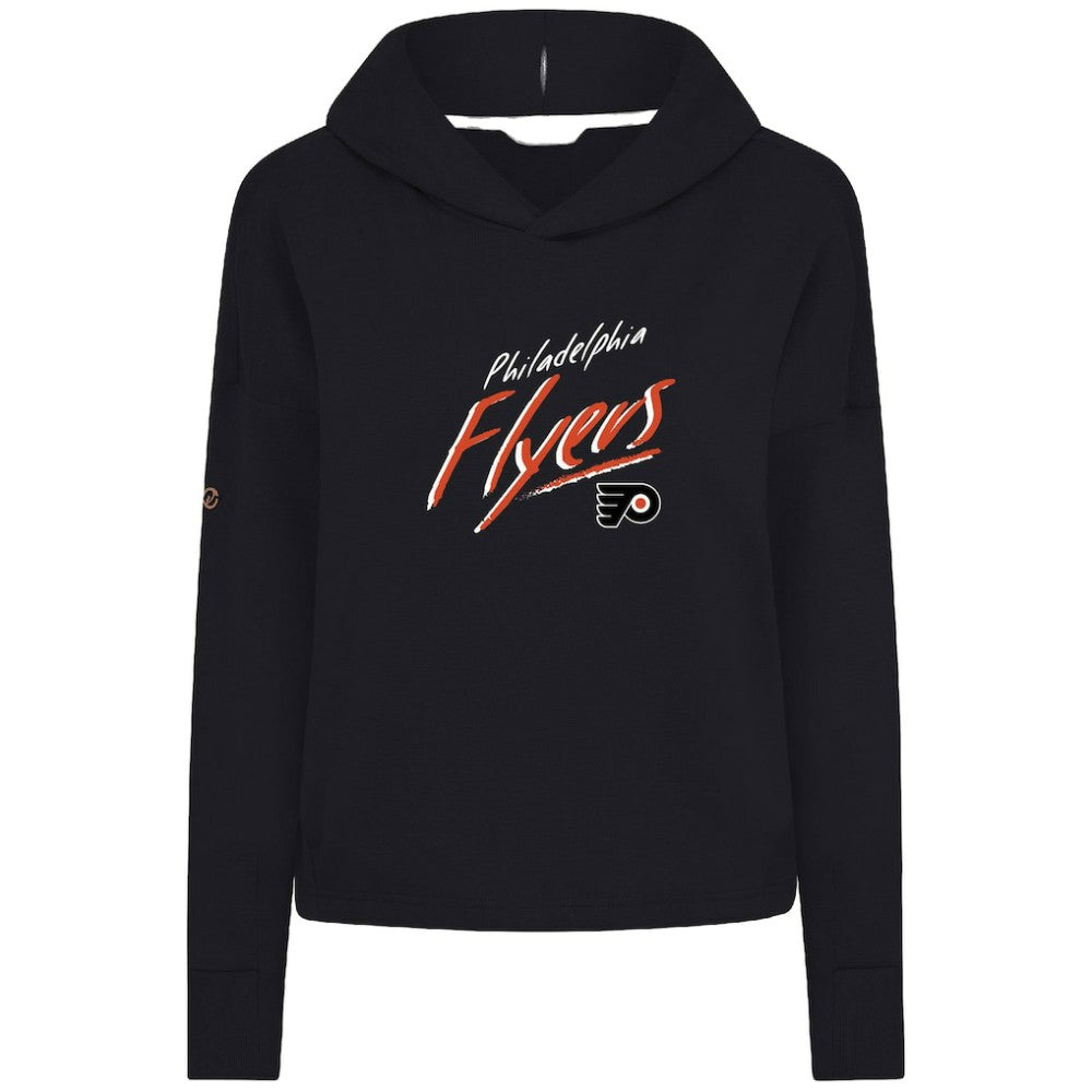 Philadelphia Flyers Levelwear Women's Sweet Sizzle Tri-Blend Cropped Pullover Hoodie - Black Hoodies