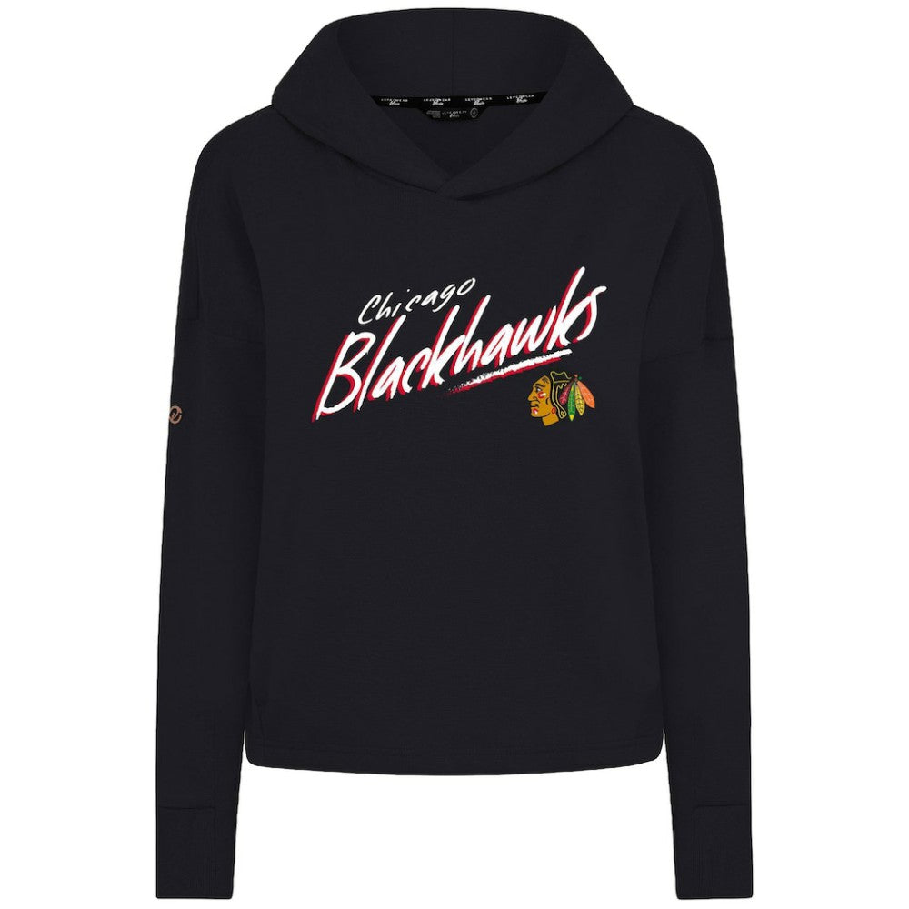 Chicago Blackhawks Levelwear Women's Sweet Sizzle Tri-Blend Cropped Pullover Hoodie - Black Hoodies