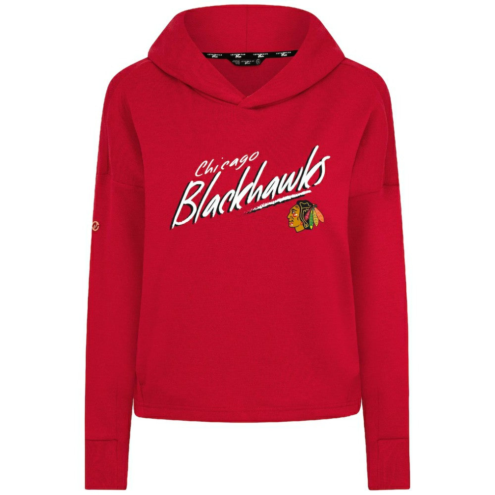 Chicago Blackhawks Levelwear Women's Sweet Sizzle Tri-Blend Cropped Pullover Hoodie - Red Hoodies