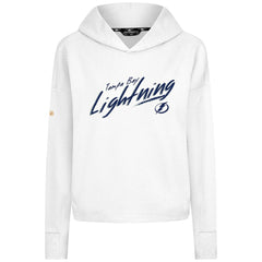 Tampa Bay Lightning Levelwear Women's Sweet Sizzle Tri-Blend Cropped Pullover Hoodie - White Hoodies
