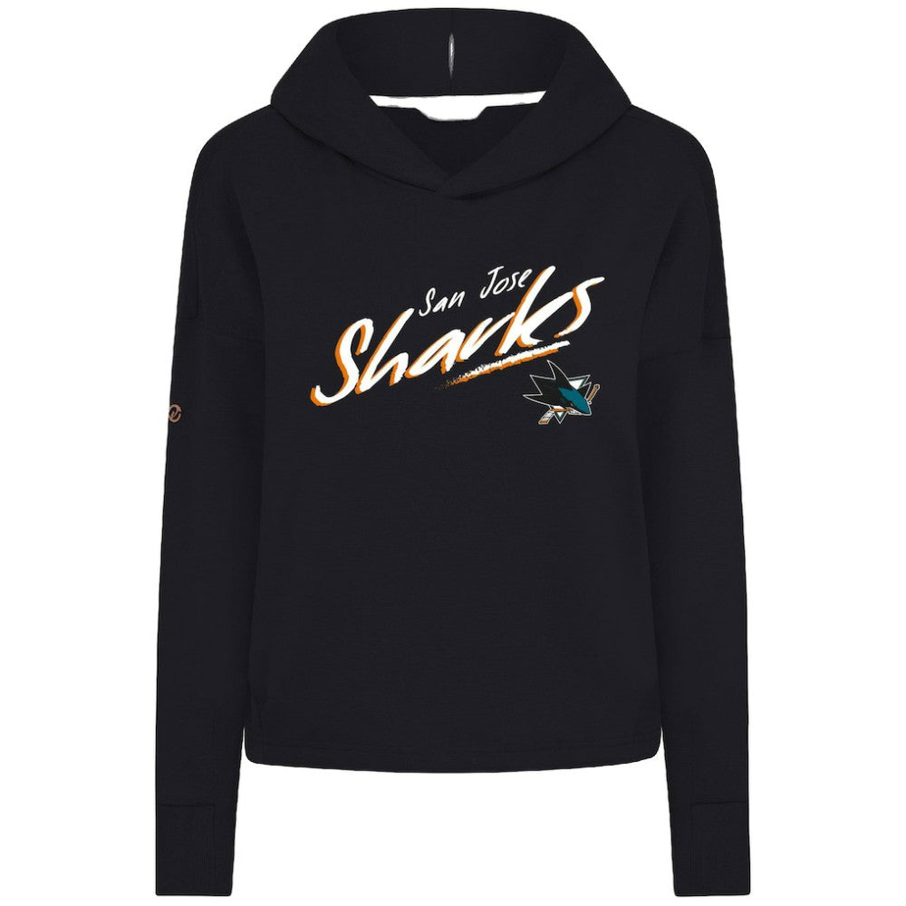 San Jose Sharks Levelwear Women's Sweet Sizzle Tri-Blend Cropped Pullover Hoodie - Black Hoodies