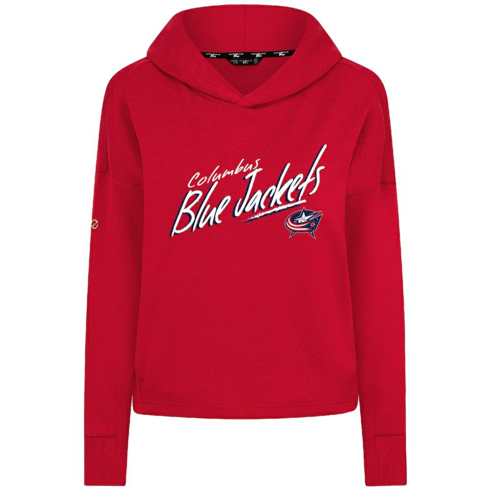 Columbus Blue Jackets Levelwear Women's Sweet Sizzle Tri-Blend Cropped Pullover Hoodie - Red Hoodies