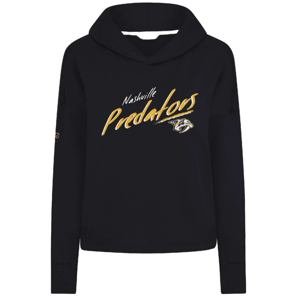 Nashville Predators Levelwear Women's Sweet Sizzle Tri-Blend Cropped Pullover Hoodie - Black Hoodies