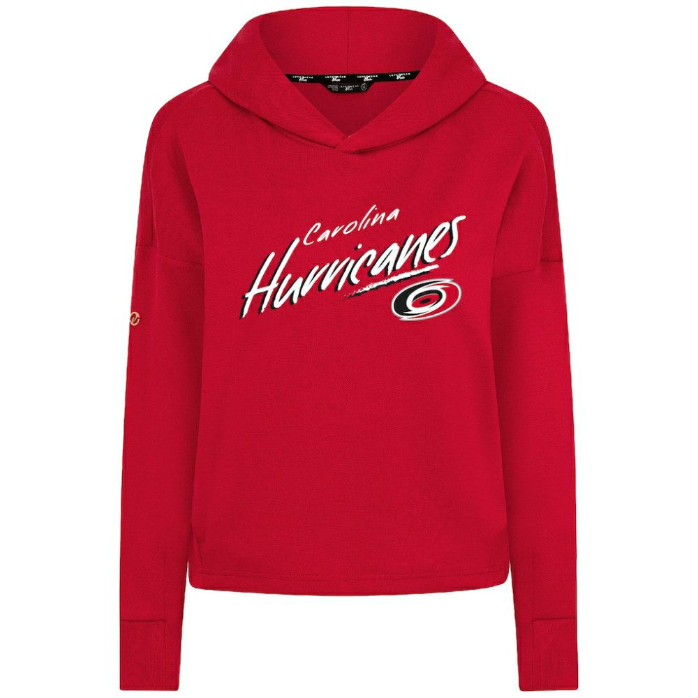 Carolina Hurricanes Levelwear Women's Sweet Sizzle Tri-Blend Cropped Pullover Hoodie - Red Hoodies