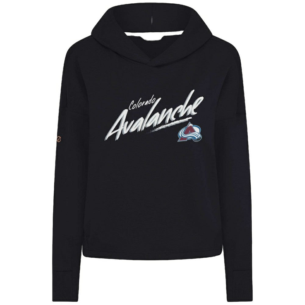 Colorado Avalanche Levelwear Women's Sweet Sizzle Tri-Blend Cropped Pullover Hoodie - Black Hoodies