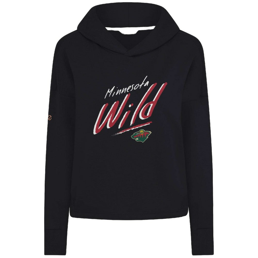 Minnesota Wild Levelwear Women's Sweet Sizzle Tri-Blend Cropped Pullover Hoodie - Black Hoodies