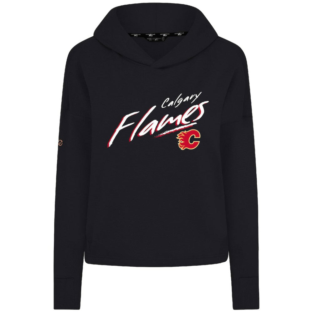 Calgary Flames Levelwear Women's Sweet Sizzle Tri-Blend Cropped Pullover Hoodie - Black Hoodies