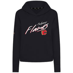 Calgary Flames Levelwear Women's Sweet Sizzle Tri-Blend Cropped Pullover Hoodie - Black Hoodies