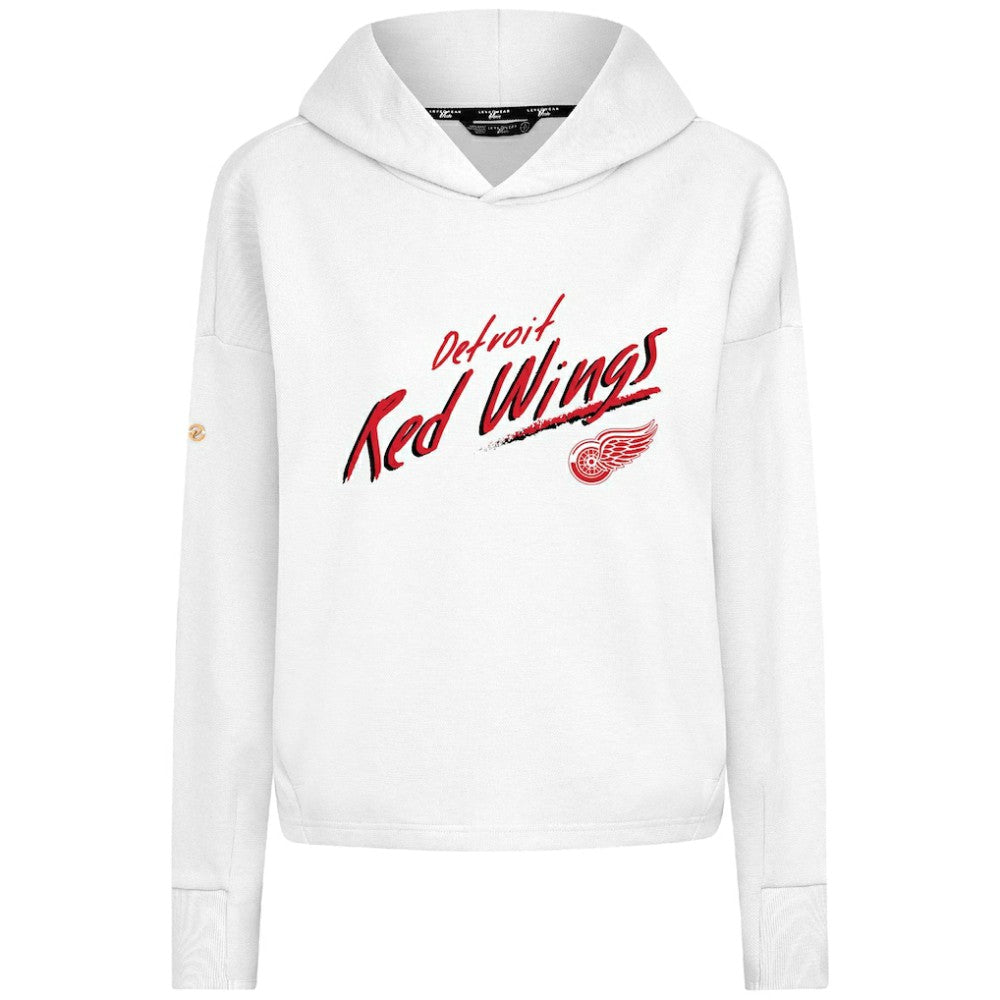 Detroit Red Wings Levelwear Women's Sweet Sizzle Tri-Blend Cropped Pullover Hoodie - White Hoodies