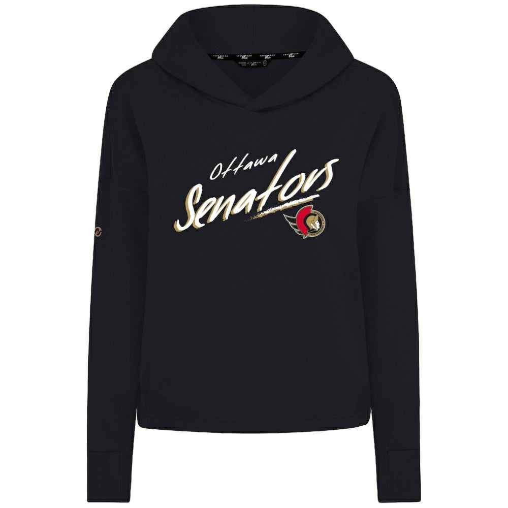 Ottawa Senators Levelwear Women's Sweet Sizzle Tri-Blend Cropped Pullover Hoodie - Black Hoodies