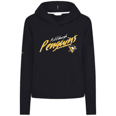 Pittsburgh Penguins Levelwear Women's Sweet Sizzle Tri-Blend Cropped Pullover Hoodie - Black Hoodies
