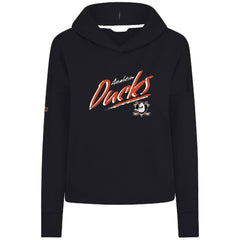 Anaheim Ducks Levelwear Women's Sweet Sizzle Tri-Blend Cropped Pullover Hoodie - Black Hoodies