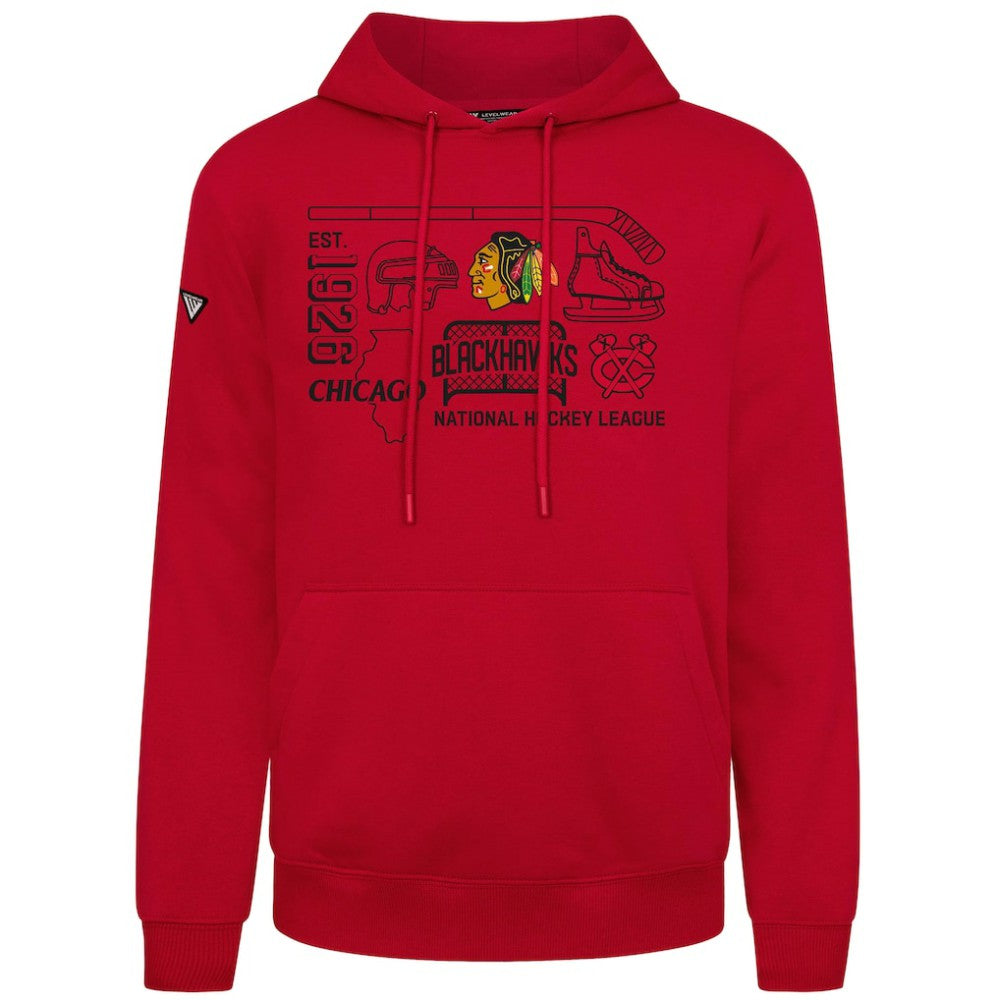 Chicago Blackhawks Levelwear Podium Campaign Pullover Hoodie - Red Hoodies