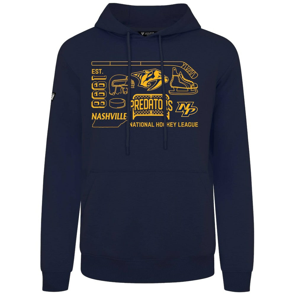 Nashville Predators Levelwear Podium Campaign Pullover Hoodie - Navy Hoodies
