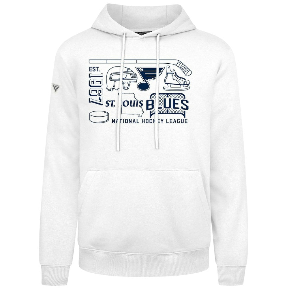 St. Louis Blues Levelwear Podium Campaign Pullover Hoodie - White Hoodies