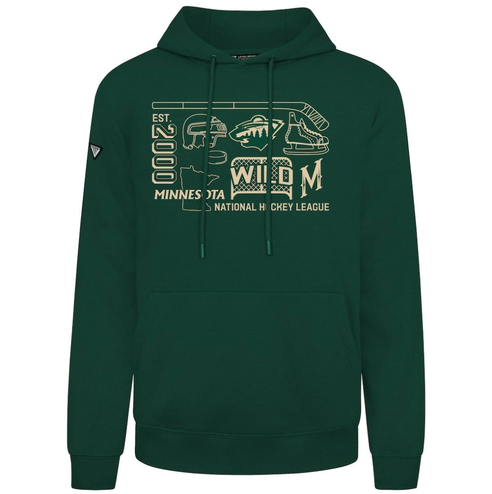 Minnesota Wild Levelwear Podium Campaign Pullover Hoodie - Green Hoodies
