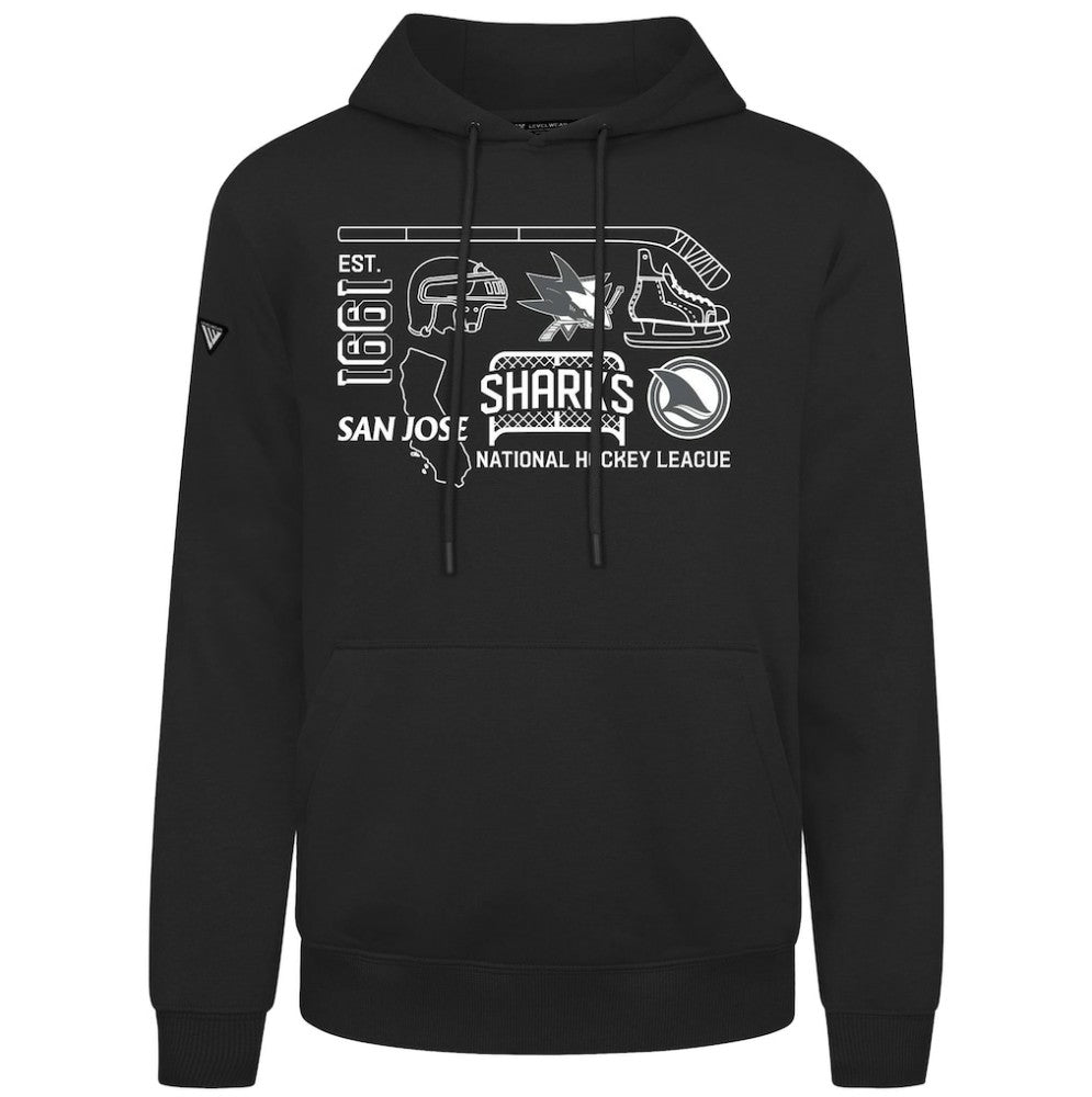 San Jose Sharks Levelwear Podium Campaign Pullover Hoodie - Black Hoodies