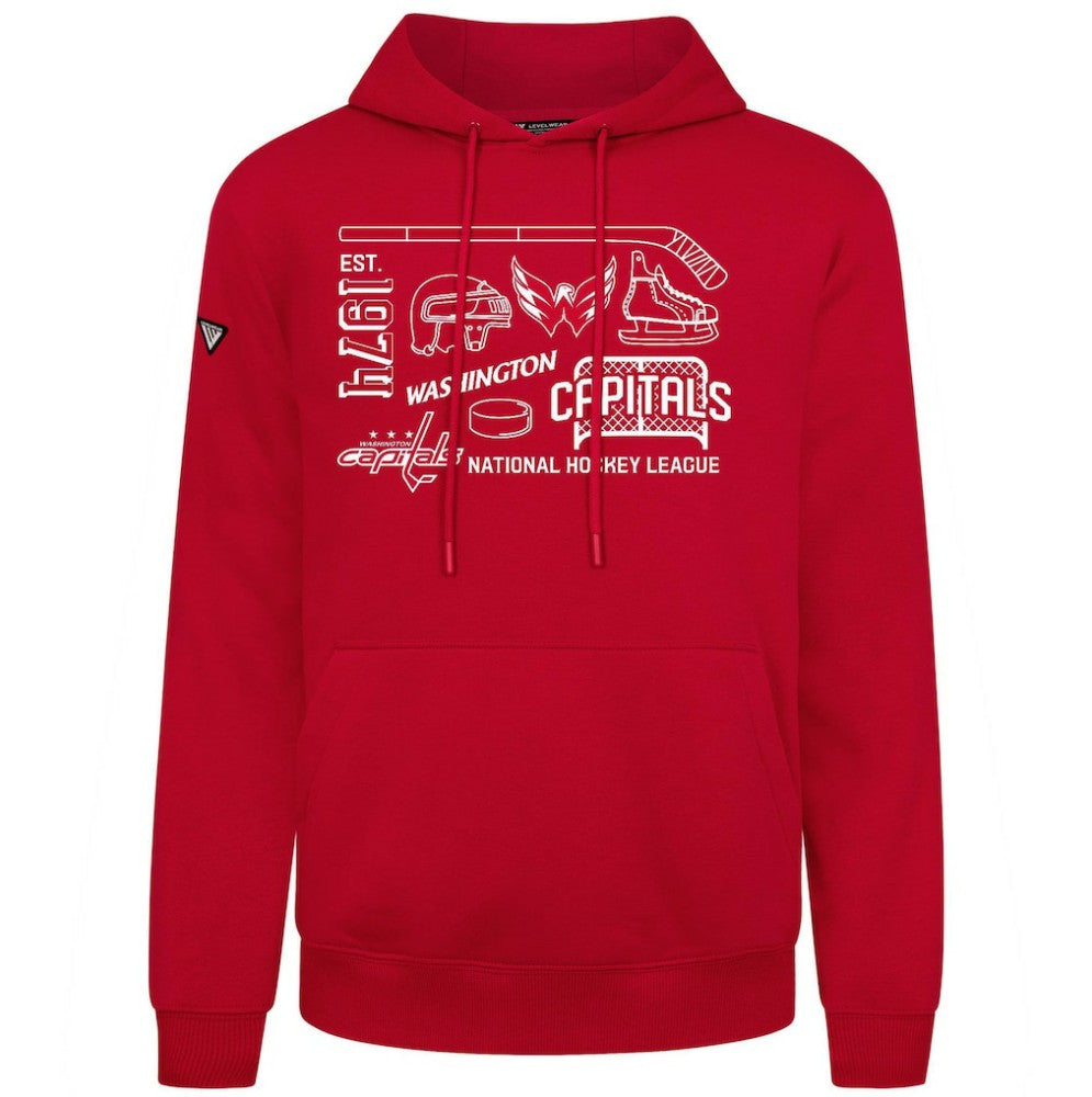 Washington Capitals Levelwear Podium Campaign Pullover Hoodie - Red Hoodies