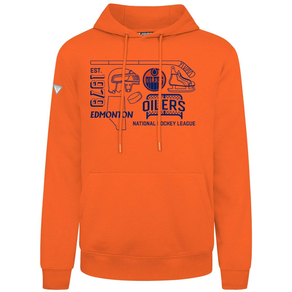 Edmonton Oilers Levelwear Podium Campaign Pullover Hoodie - Orange Hoodies