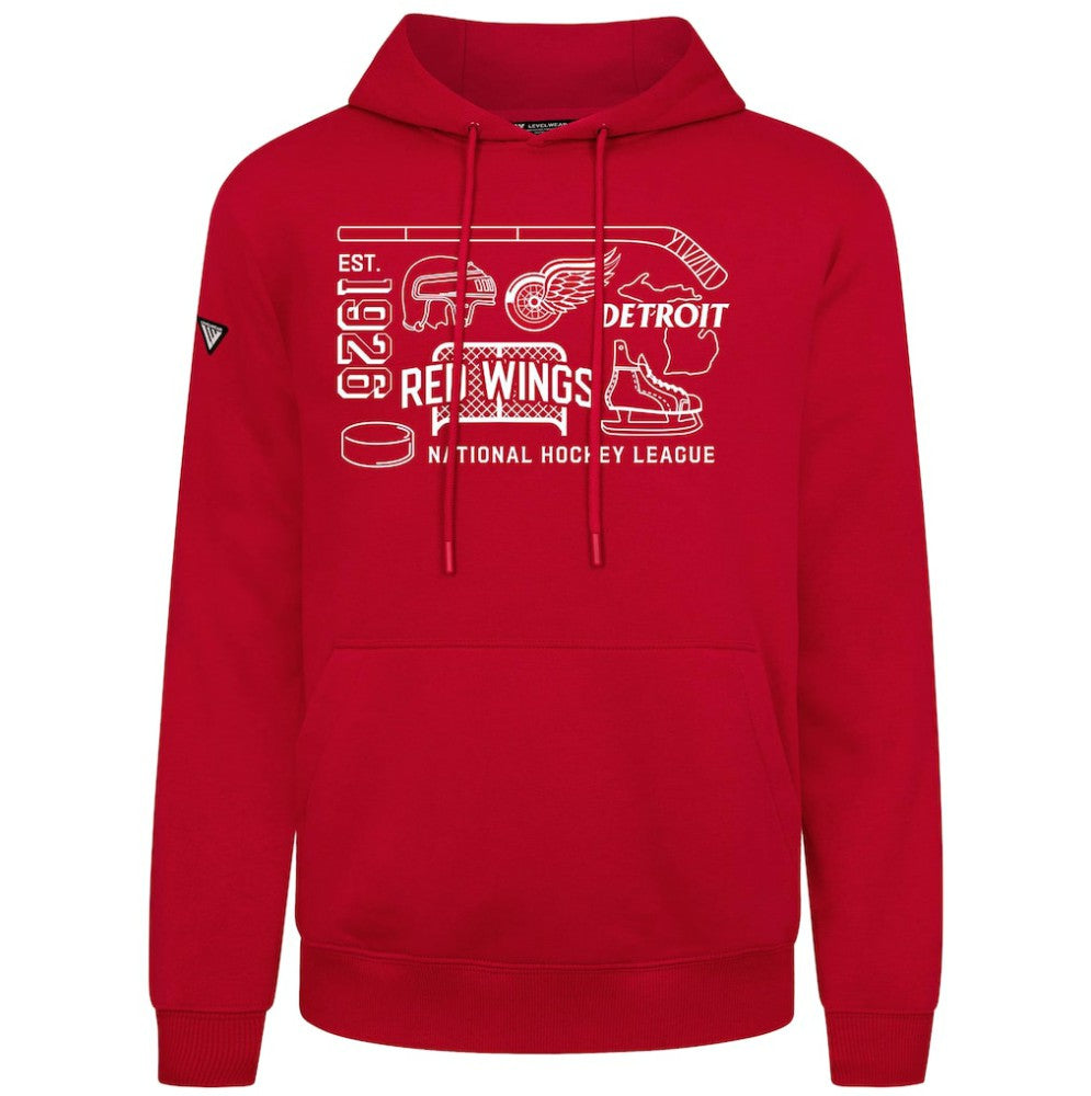 Detroit Red Wings Levelwear Podium Campaign Pullover Hoodie - Red Hoodies