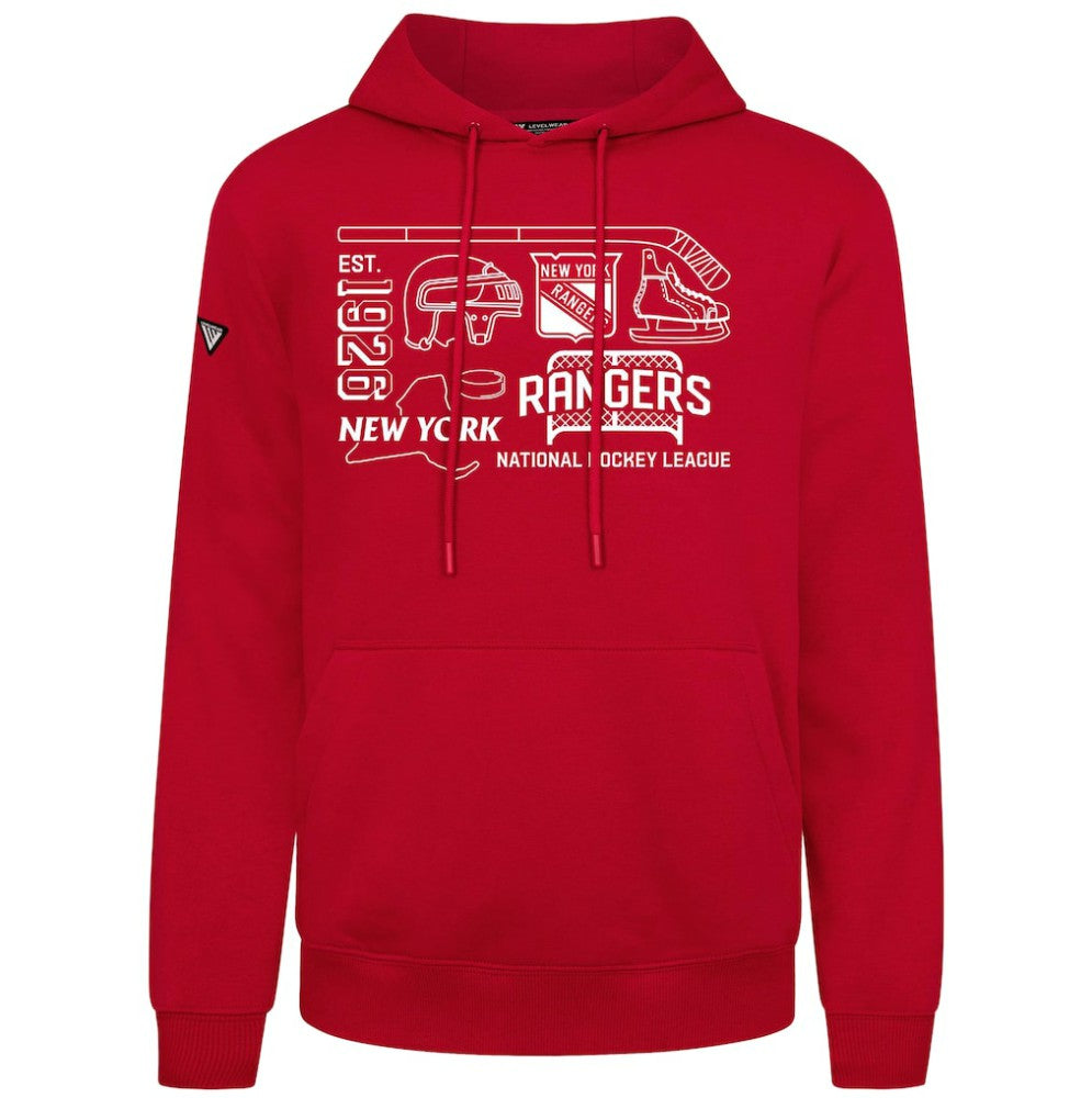 New York Rangers Levelwear Podium Campaign Pullover Hoodie - Red Hoodies