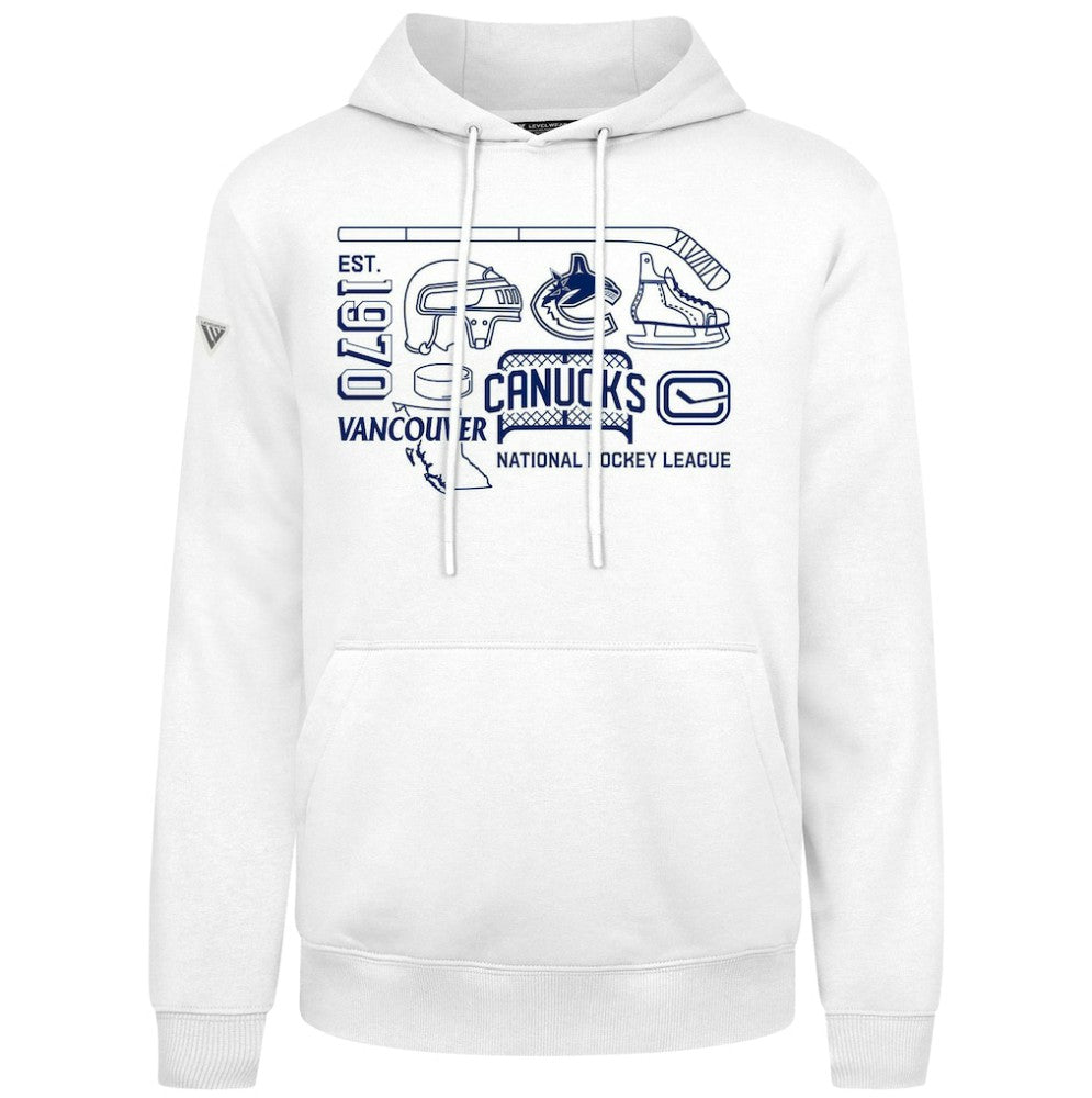 Vancouver Canucks Levelwear Podium Campaign Pullover Hoodie - White Hoodies