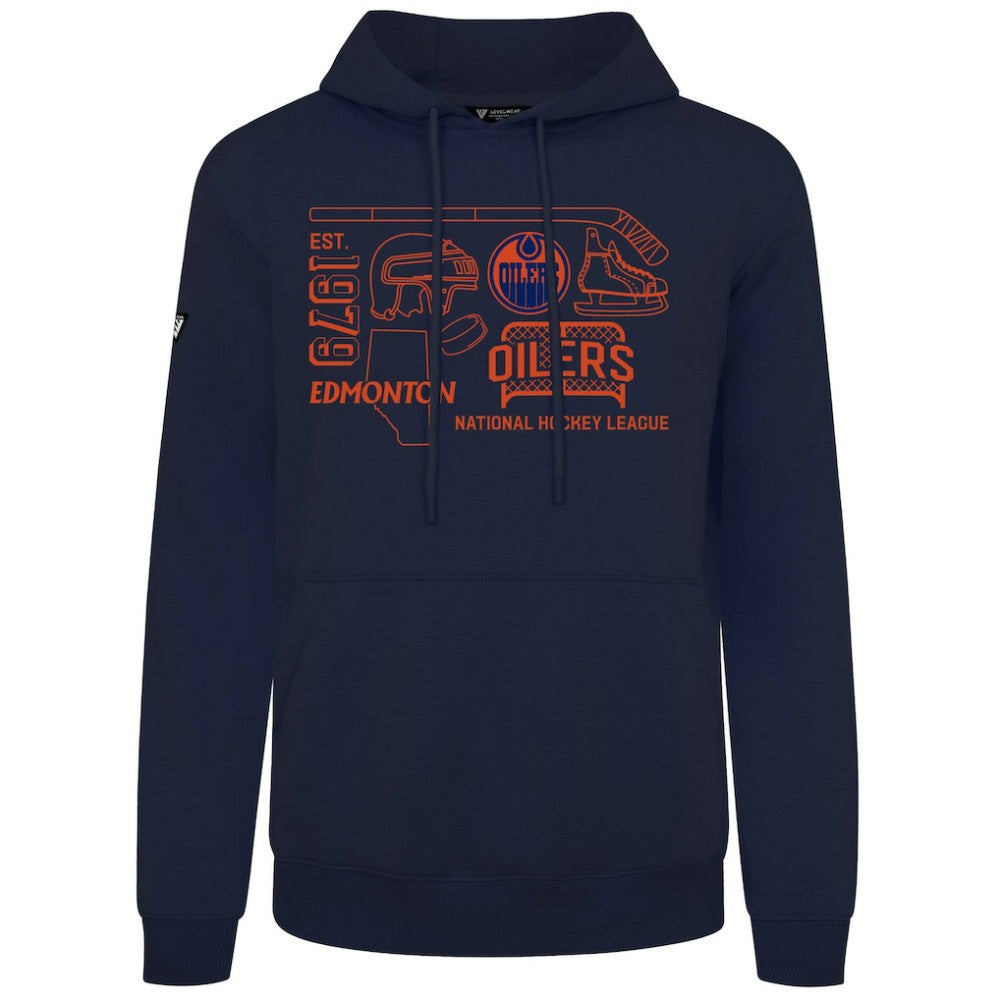Edmonton Oilers Levelwear Podium Campaign Pullover Hoodie - Navy Hoodies
