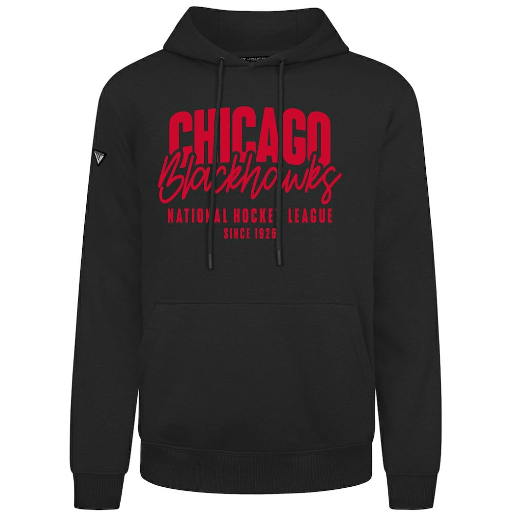 Chicago Blackhawks Levelwear Podium Response Pullover Hoodie - Black Hoodies