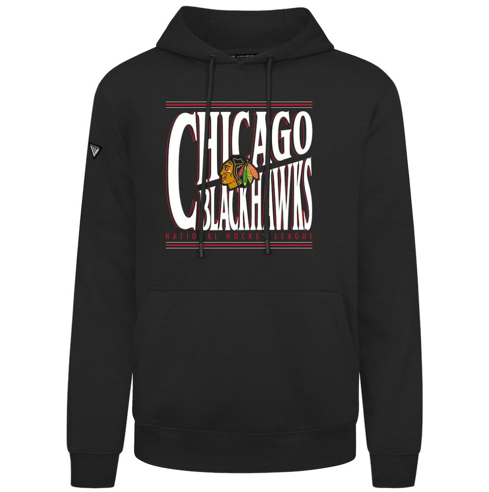 Chicago Blackhawks Levelwear Podium Powerhouse Pullover Hoodie - Black Hoodies