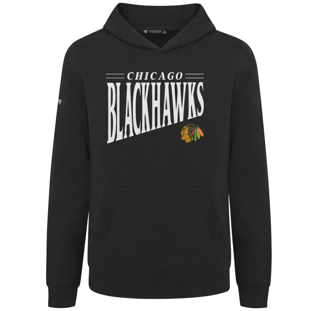 Chicago Blackhawks Levelwear Youth Jr Podium Tally Pullover Hoodie - Black Hoodies