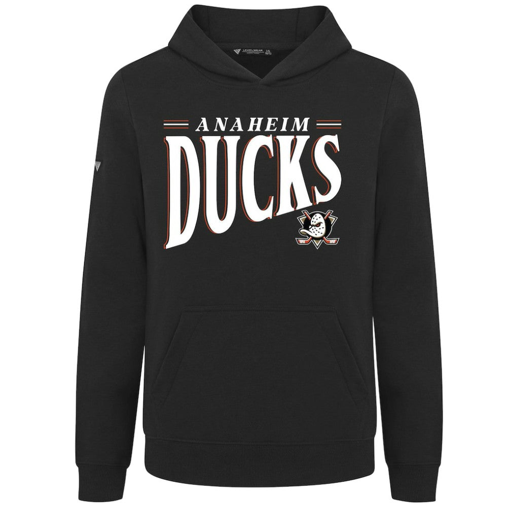 Anaheim Ducks Levelwear Youth Jr Podium Tally Pullover Hoodie - Black Hoodies