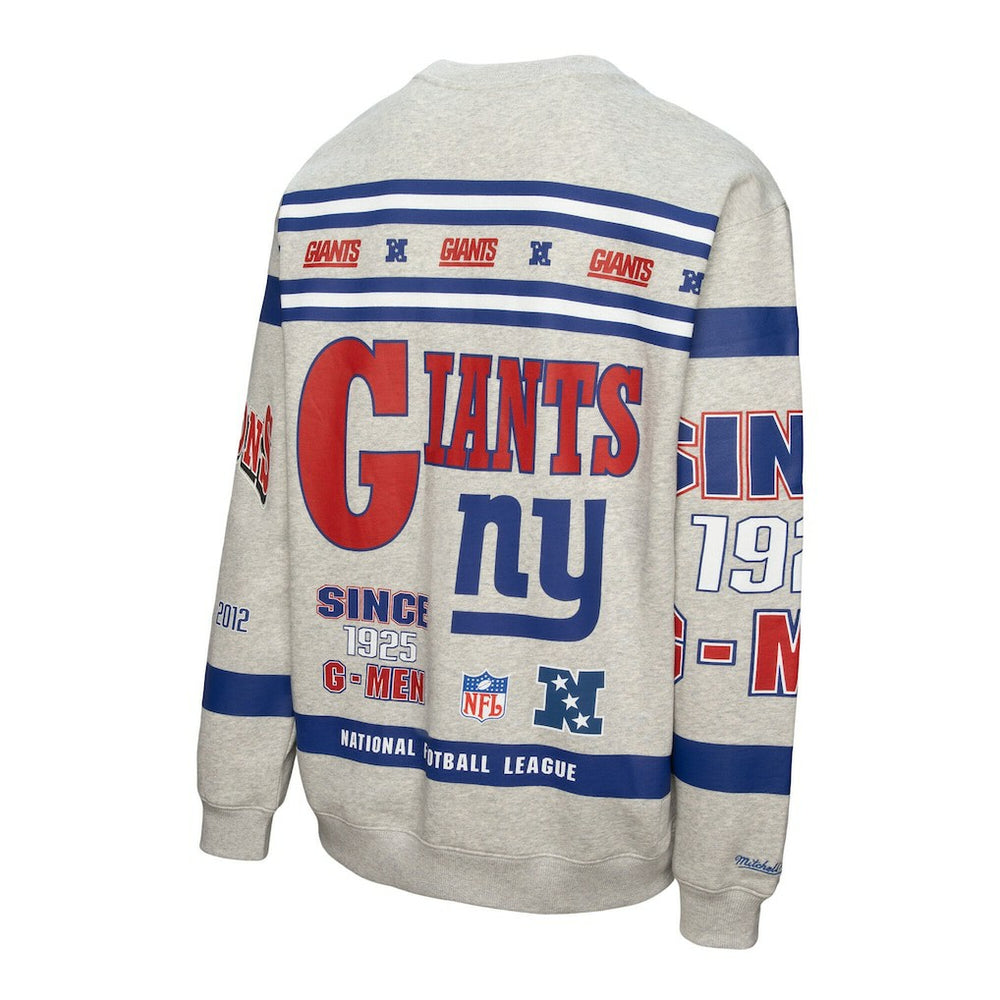 New York Giants All Over Print Vintage Fleece Crewneck Sweatshirt - Heather Gray sale