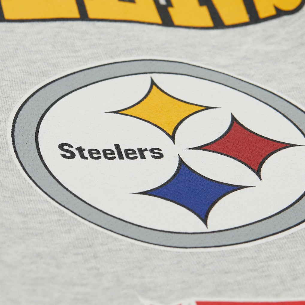 Pittsburgh Steelers All Over Print Vintage Fleece Crewneck Sweatshirt - Heather Gray outlet
